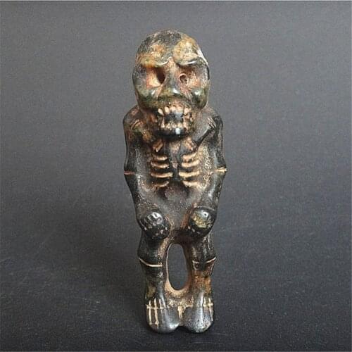 Collect Black Iron Meteorite Skeleton and Man Jewelry from Hongshan Culture and Play Old Jade Jewelry