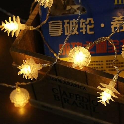 LED Garland Pine Nuts String Lights Christmas Tree Decoration For Backyard Holiday Garden Decorative AA Battery Portable Light