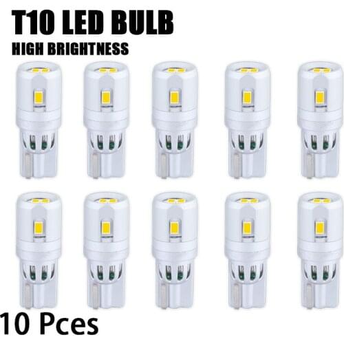 10Pcs W5W LED MINI Car Bulb High Bright White Singal Light 3020 Chip 5SMD T10 Turn Light Avoid Poor Contact 12V 6000K