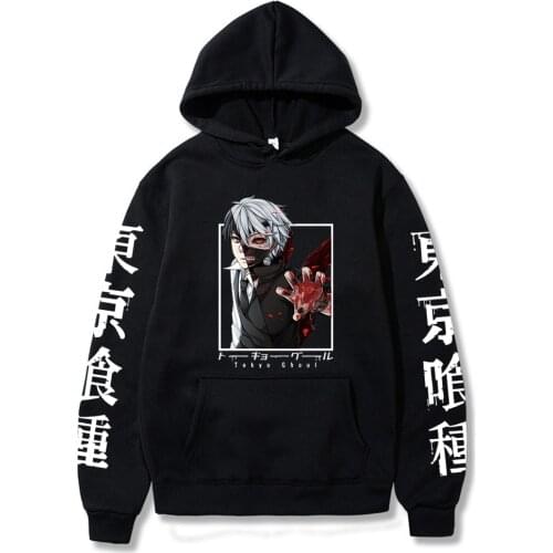Hot Anime Tokyo Ghoul Hoodie Men Fashion Unique Streetwear Cool Kaneki Ken Printed Sweatshirt Punk Hip Hop Clothes Tops Harajuku