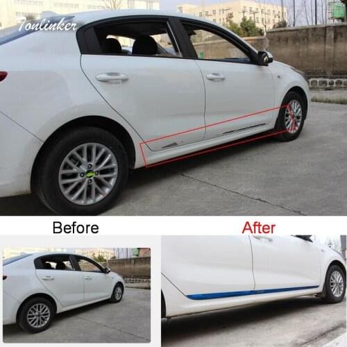 Tonlinker Cover case sticker for KIA K2 RIO 2017-18 Car styling 4 pcs stainless steel door edge body decoration cover stickers