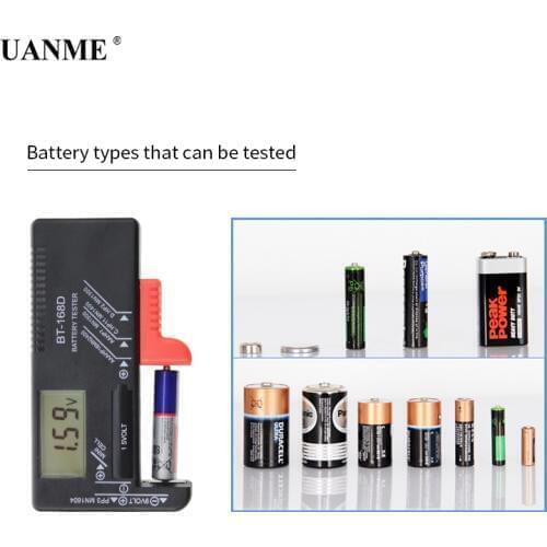 UANME BT-168D Portable Digital Battery Tester Black Digital Battery Power Measuring Instrument The Function Battery Tester