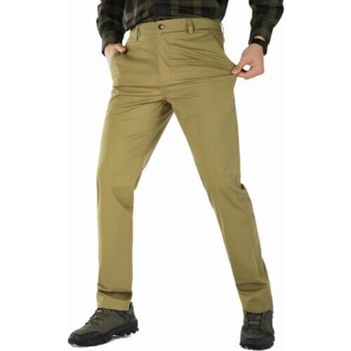 Spring Business Casual Pants Mens Plus Size 42 Mens Cotton Elasticity Male Straight Long Trousers Solid Color Men Bottoms