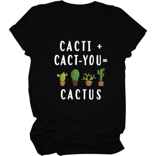 Cacti Cactus Print Women T Shirt Short Sleeve O Neck Loose Women Tshirt Ladies Tee Shirt Tops Clothes Camisetas Mujer