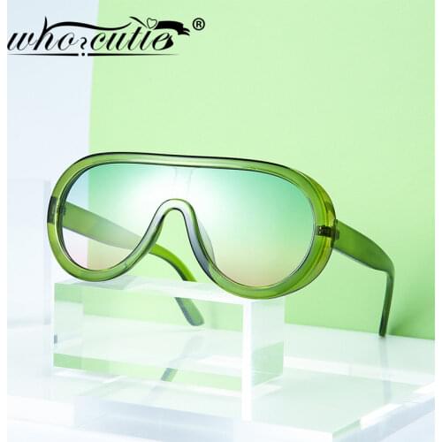 WHO CUTIE Fashion Oversized Sunglasses Women 2019 Brand Design Vintage Retro Aviation Gradient Sun Glasses Shield Goggles S043