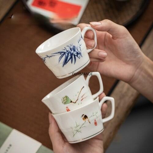 100ml Chinese Style Hand Painted Ceramic Coffee Cup Teacup Mugs Chinese White Porcelain Cup