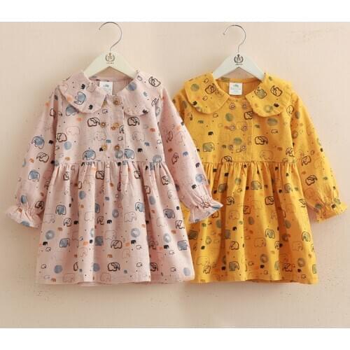2021 Spring Girls Dresses Children Clothes Baby Girls Cotton Dress Kids Cartoon Dress Baby Girls Dress Girls Outwear MM13