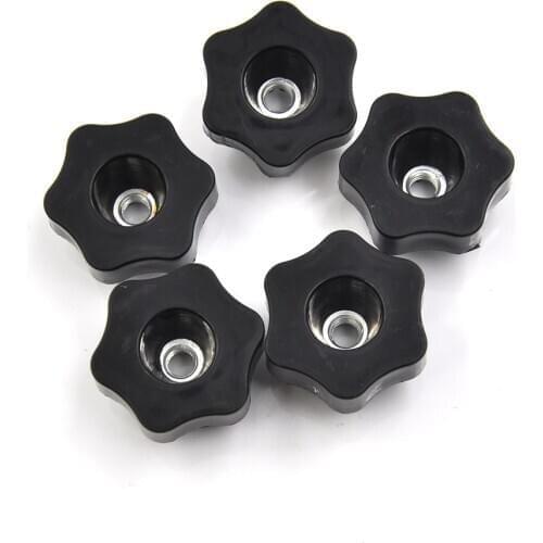 4 PCS M6 Plum Hand Tighten Nuts Handle Thread Star Mechanical Black Thumb Nuts Clamping Knob Manual Nuts