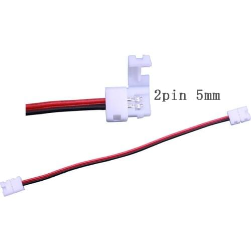 5pcs solder free 2pin 5mm LED Strip Connector Clip Female Connector Cable 15cm Wire For 2835 white warm white 5mm Strip Light