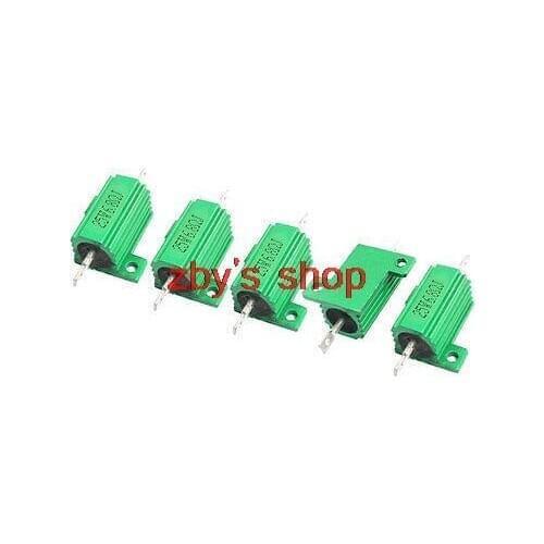 5 pcs Green 25W 6.8 Ohm Chassis Mounted Aluminum Shell Clad Resistors