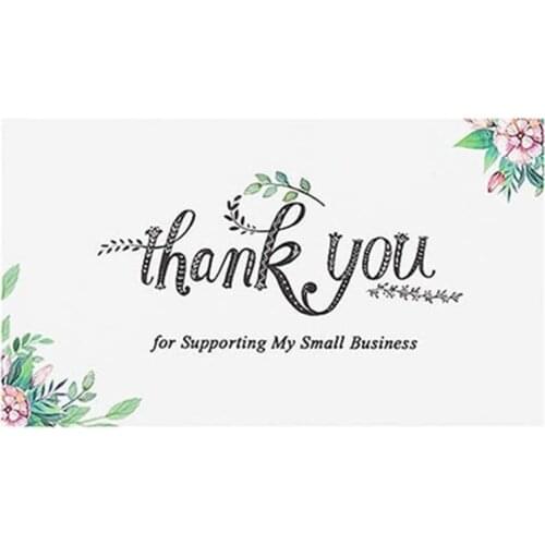 50pcs Thank You for supporting My Small Business Card Flower Thanks Greeting Card Appreciation Cardstock for Owners Sellers Shop