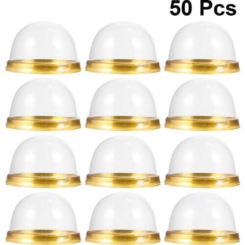 50pcs Golden Tray Packing Box Egg-Yolk Puff Chic Plastic Mooncake Storage Container Baking Decoration Blister Box Dome Box