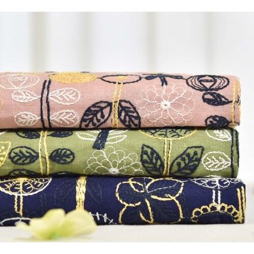 50cm * 120cm/piece,Pastoral Embroidery Cotton Hemp Cloth,Clothing,Skirt,Tablecloth,Curtain,Decorative Fabric,DIY Manual Material
