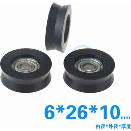 ABXG 6mm High Quality V Groove Bearing Package Plastic Pulley 696zz 696 Strengthen Nylon Bearing Pulley 6*26*10mm 6x26x10 mm