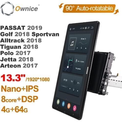 1920*1080 Android 10.0 Ownice 13.3 Inch Rotation Autoradio forVW PASSAT Golf 2018 Car Radio Auto 1 Din GPS Multimedia DSP IPS