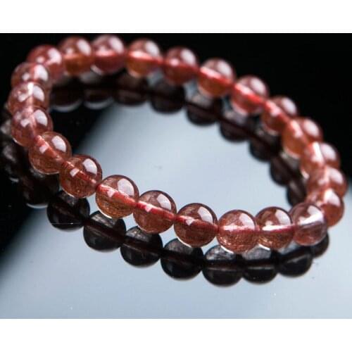 Free shipping Natural Brazil Red Hair Rutilated Quartz Crystal Beads Bracelet 8mm AAA