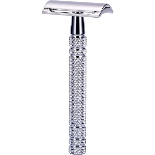 CNC 316L Stainless Steel Razor Head Brass Mesh Non-slip Handle Mens Double Edge Manual Safety Razor