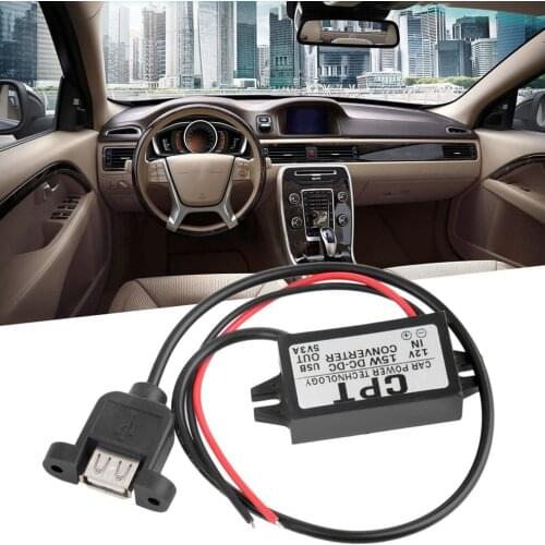 Durable Practical Car Charger DC Converter Module 12V To 5V 3A 15W USB Output Power Adapter With USB Mounting Hole