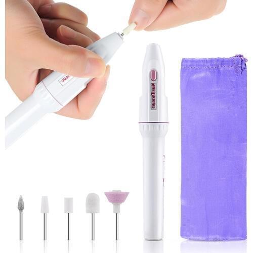 Manicure Cutters Machine Battery Electric Nail File Drill Machine Plastic Acrylics Pedicure Manicure Polish White Tool Drilling