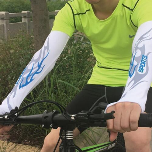 1 Pair Compression Cycling Sleeves Breathable Arm Warmers Sun UV Protection Sleeves Outdoor Sport Hiking Running Sleeves