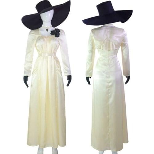 Alcina Dimitrescu Cosplay Costume Evil Village Chatelain Alcina Dress Womens Long Sleeve Evening Gowns Halloween Party Outfit