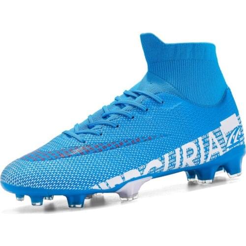 Trainers Indoor Mens Football Boots Cleats Shoes Turf Soccer Shoes Fg Kids Trainers Sneakers High Socks Athletic Shoes Man 2020