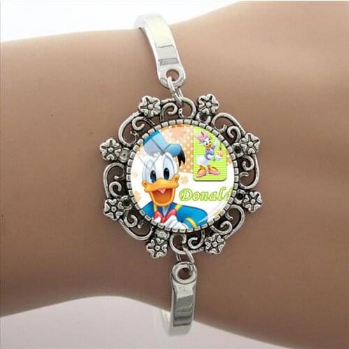 Disney Donald Duck Lace Bracelet Donald Picture Cabochon Bracelet Dome Bracelet Minnie Photo Glass Bracelet Send Friend