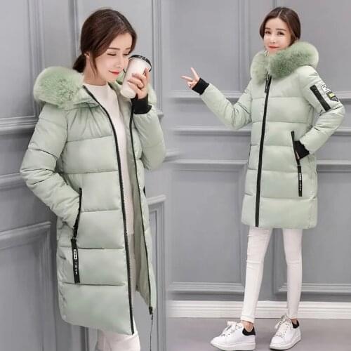 Long Warm Winter Jackets Womens 2021 New Down Cotton Parkas Coat Korean Hooded Down Jacket Thicken Warm Outwear Student Coat 3XL
