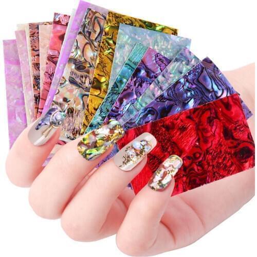 LEKGAVD 1Pc Pearl Nails Polish Foils 3D Glimmer Abalone Shell Pattern Stickers Wraps Marble Mermaid Decals Nail Art Decoration