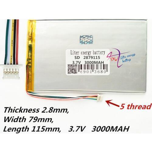 5 thread Liter energy battery 2879115 3.7V 3000MAH 3080115 Universal Li-ion battery for tablet pc 7 inch 8 inch 9 inch