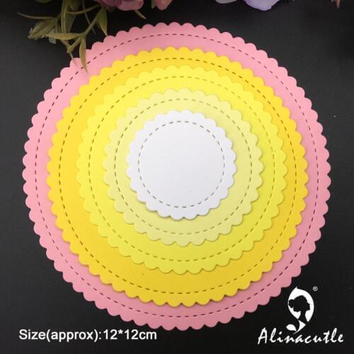 Metal Cutting Die Cut 5pc Nesting frame Wavy Circle Scrapbooking Paper Craft Handmade Card Album Punch Art Cutter Alinacutle Die
