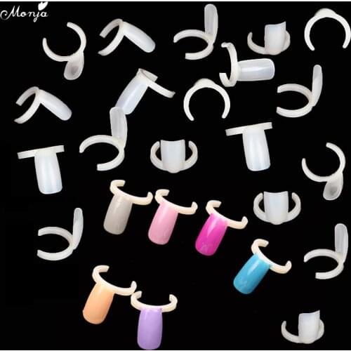 Monja 50Pcs Nail Design French False Rings UV Processing Kit Varnish Color Display Coloring Display Props Salon Bottle Accesso