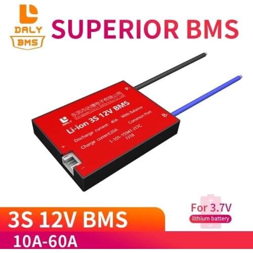 Daly Li-ion bms 3s 12V 10A15A 20A 30A 40A50A 60A BMS 11.1V 12.6V 18650 lithium battery pack BMS with balanced Version for e-bike