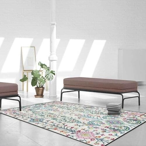 American Ethnic Style Area Rugs Bedroom Bedside Non-Slip Floor Mat Geometric Flowers Home Decor Living Room Sofa Table Carpet