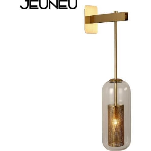 Nordic Modern Minimalism Metal Net Shade Wall Lamp E14 220V Glass Wall Light for Living Room Bedside Restaurant Aisle Corridor
