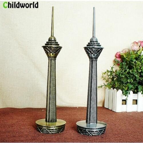 New Home Furnishings Iran Milad Tower Metal miniature figurines decor Crafts 7*25 CM Building Model Home Decoration Accessories