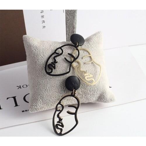 New Abstract Face Earrings Creative Women Jewelry Fashion Gift Art Hollow Dangle