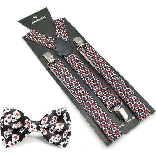 Women Men Mix Suspender and Bow tie Set Y-Shape Poker Casual Suspenders For Trousers Pants Holder Bowtie 2020 Fashion New Gift