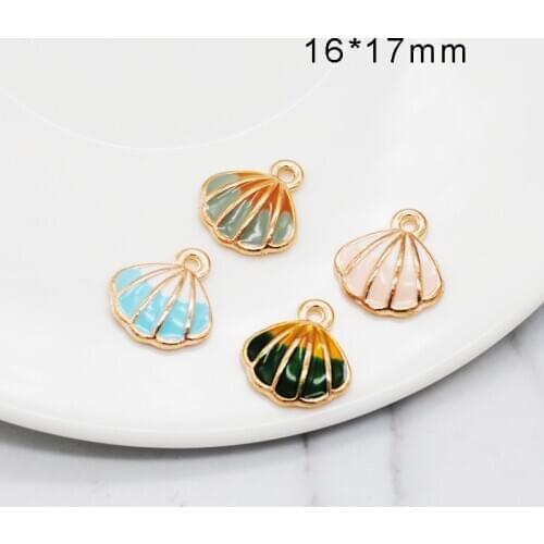 20pcs/Lot New Arrival Animal Ocean Shell Shape Enamel Charms Fit For Jewelry Bracelet Earring Making DIY 16*17mm