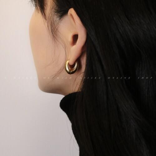 Brass With 18K Gold Simple Cute Earrings Punk Party Gown Runway T Show Gothic Rare Korean Japan INS Boho Classic Top Trendy