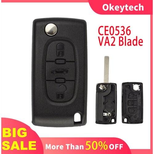 OkeyTech Replacement Flip Car Remote Key Shell For Peugeot 206 407 307 For Citroen C3 C4 berlingo 3 Buttons CE0536 VA2 Blade