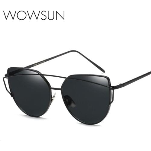 Cat eye sunglasses womens luxury brand designer mirror lens women retro style rose gold metal frame sunglasses