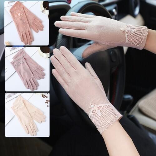 Sunscreen Gloves Ladies Summer Thin Breathable Sunshade Gloves Outdoor Sports Driving Gloves Gloves Women Lace Gloves