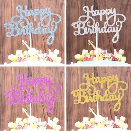 Happy Birthday Cake Topper Creative Dessert Cake Decorations Children Kids Baby Boy Girl Adult Party Decoration Supplies