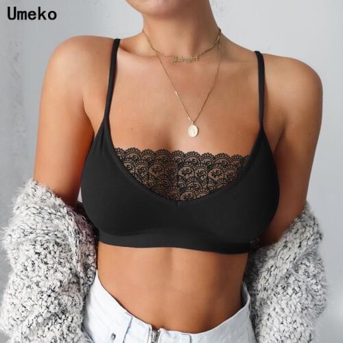 Umeko Summer S-5XL Lace Halter New Fashion 2020 Women Sexy Sling Crop Tops Tank Casual Sleeveless Short Vest Clubwear Plus Size