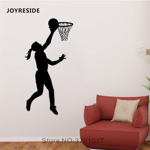 JOYRESIDE Basketball Decals Layup Vinyl Sports Interior Kids Girl Room Bedroom Living room Playroom Home Design Art Mural A1387
