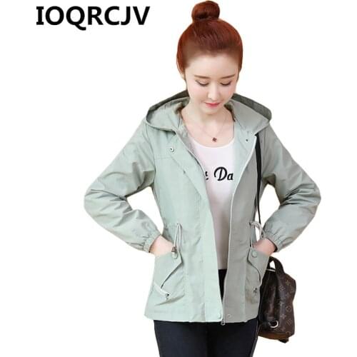 Women Basic Coats Hooded Jacket 2019 Autumn With Lining Long Sleeved Casual Windbreaker Female Slim Harajuku Outwear Top R486
