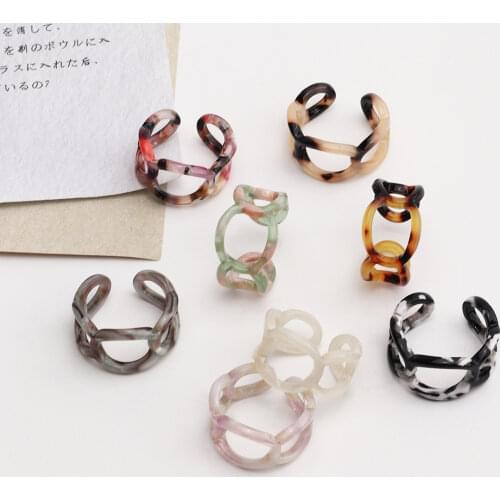 Vintage Colorful Acrylic Acetic Acid Transparent Hollow Round Open Rings Geometric Ring for Women Fashion Jewelry