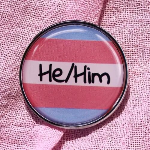 He Him Pronoun Bisexual Pride Enamel Brooch Pin Backpack Hat Bag Lapel Pins Badges Women Mens Fashion Jewelry Accessories