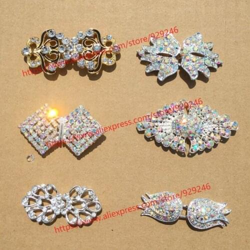 1pc/lot silver AB crystal buckle for garments flower combined buckle for over coat ornaments clothing rhinestone gold buckle